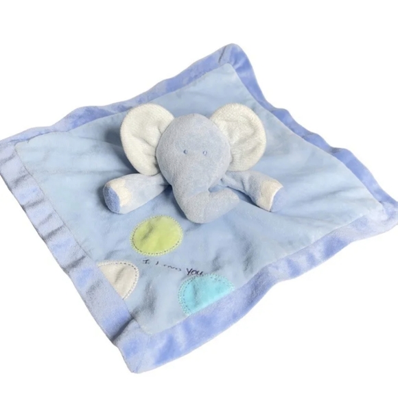 Carter's Toys Carters Just One Year Baby Plush Rattle Blue Elephant